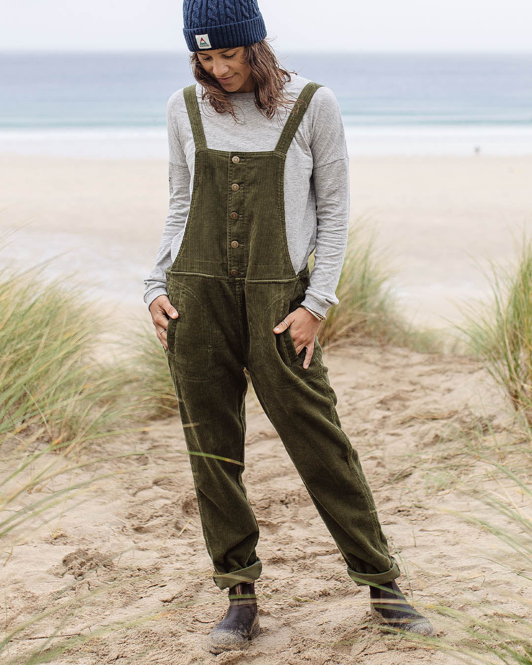 Tiaga Cord Dungarees - Khaki - Lifestyle