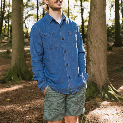 Backcountry Organic Cotton Denim LS Shirt - Washed Denim - Lifestyle