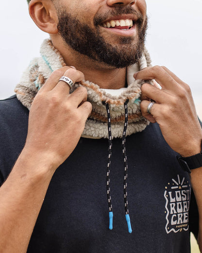 Mulled Sherpa Fleece Snood - Warm Ivory Geo Pattern - Lifestyle