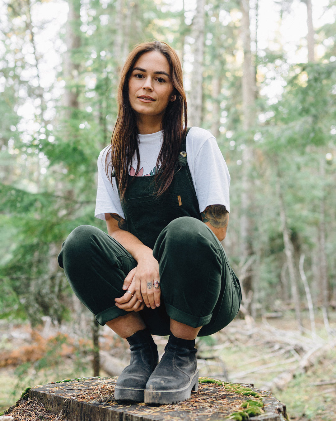 Meadows Cord Dungarees - Fir Tree - Lifestyle