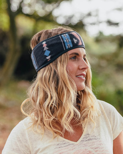 Roamer Polar Fleece Headband - Deep Navy Vintage Geo - Lifestyle
