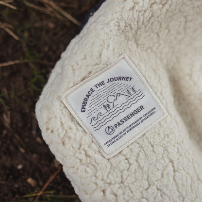 Nomadic Sherpa Blanket - Black 'Nowhere Bound' Print