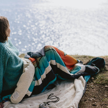 Nomadic Sherpa Blanket - Black 'Nowhere Bound' Print - Lifestyle
