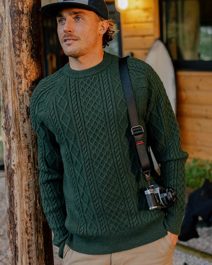 Sandbar Cable Knitted Jumper - Fir Tree - Lifestyle
