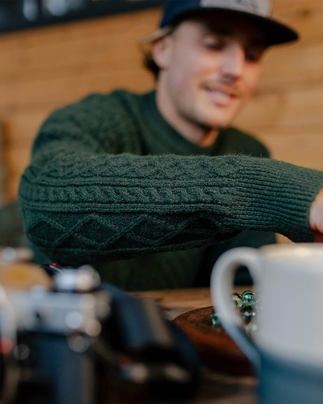 Sandbar Cable Knitted Jumper - Fir Tree - Lifestyle