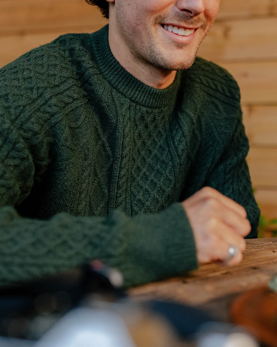 Sandbar Cable Knitted Jumper - Fir Tree - Lifestyle