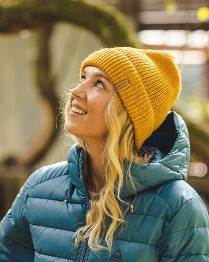 Compass Acrylic Beanie - Mustard Yellow - Lifestyle
