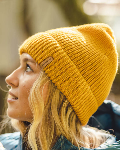 Compass Acrylic Beanie - Mustard Yellow - Lifestyle