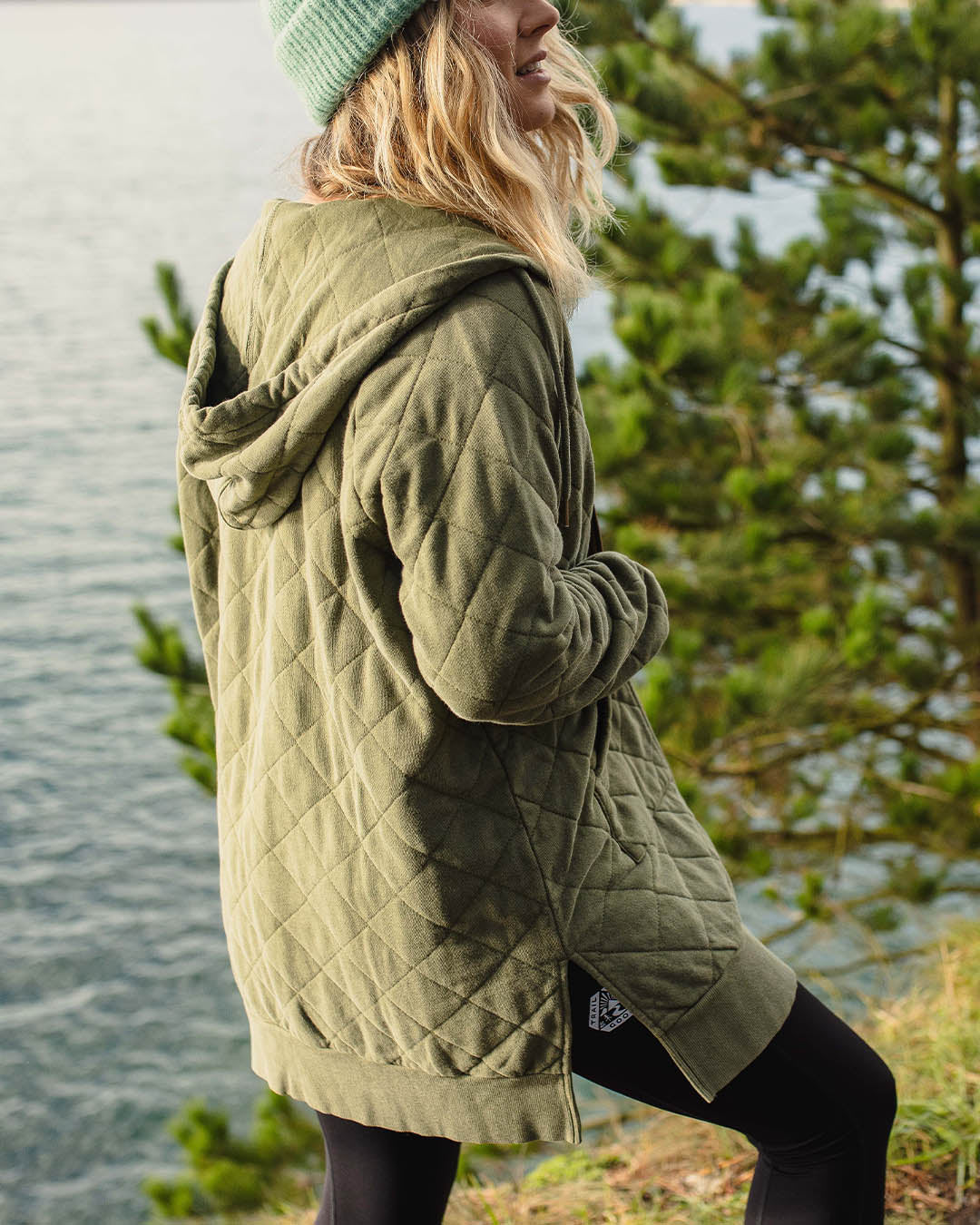 Getaway Quilted Full Zip Hoodie - Khaki - Lifestyle