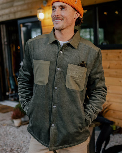 Kodiak Sherpa Lined Cord Overshirt - Dusty Olive - Lifestyle