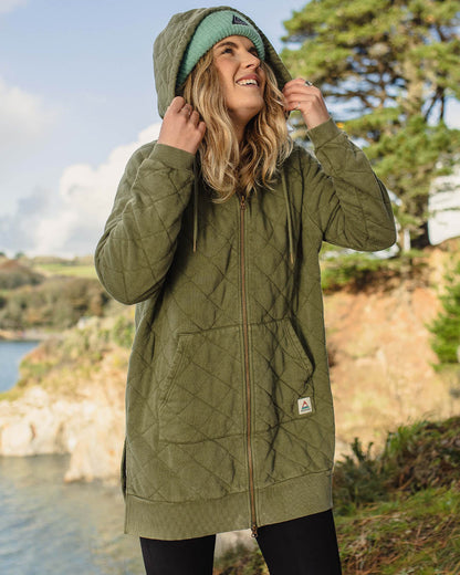 Getaway Quilted Full Zip Hoodie - Khaki - Lifestyle