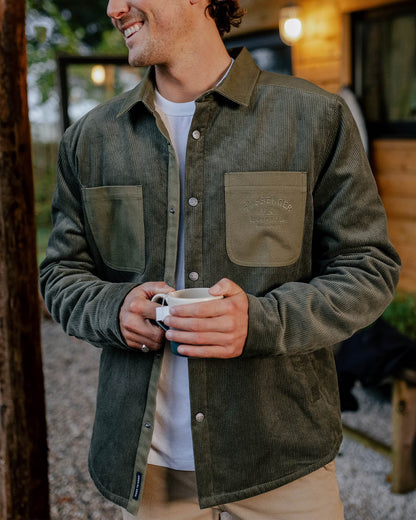 Kodiak Sherpa Lined Cord Overshirt - Dusty Olive - Lifestyle