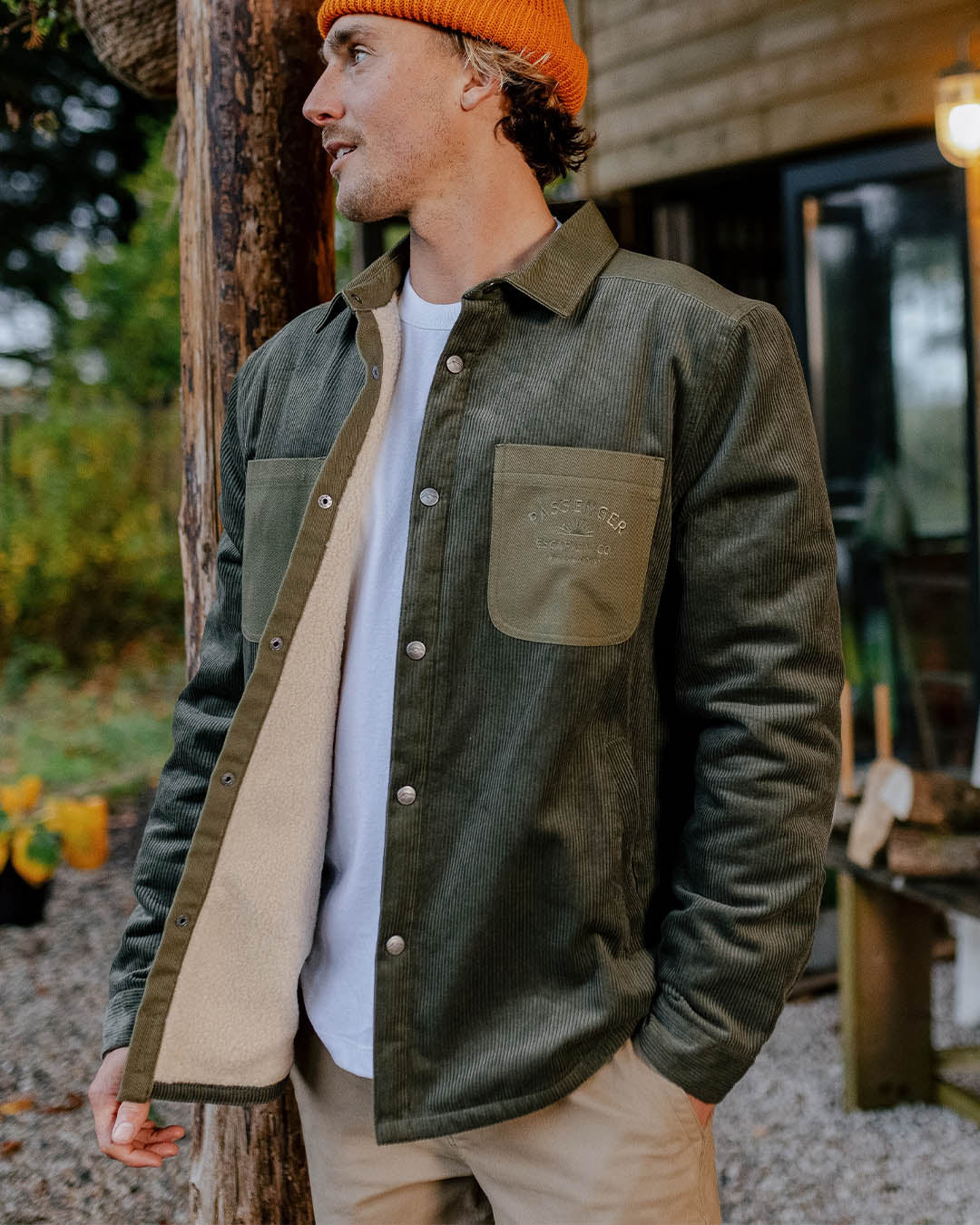 Kodiak Sherpa Lined Cord Overshirt - Dusty Olive - Lifestyle