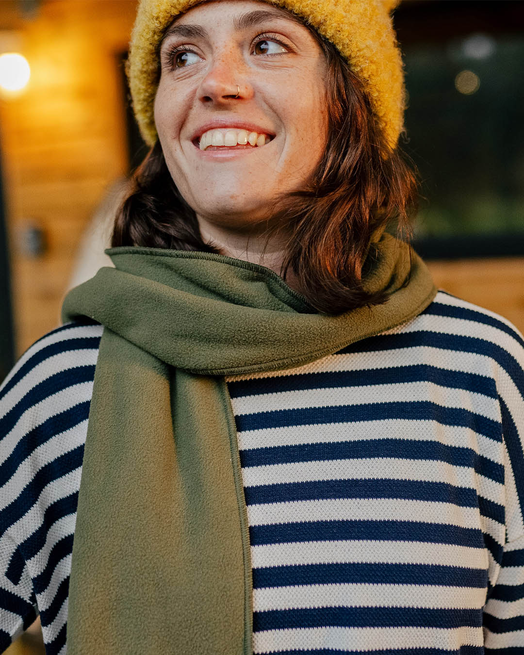 Campfire Polar Fleece Scarf - Khaki - Lifestyle