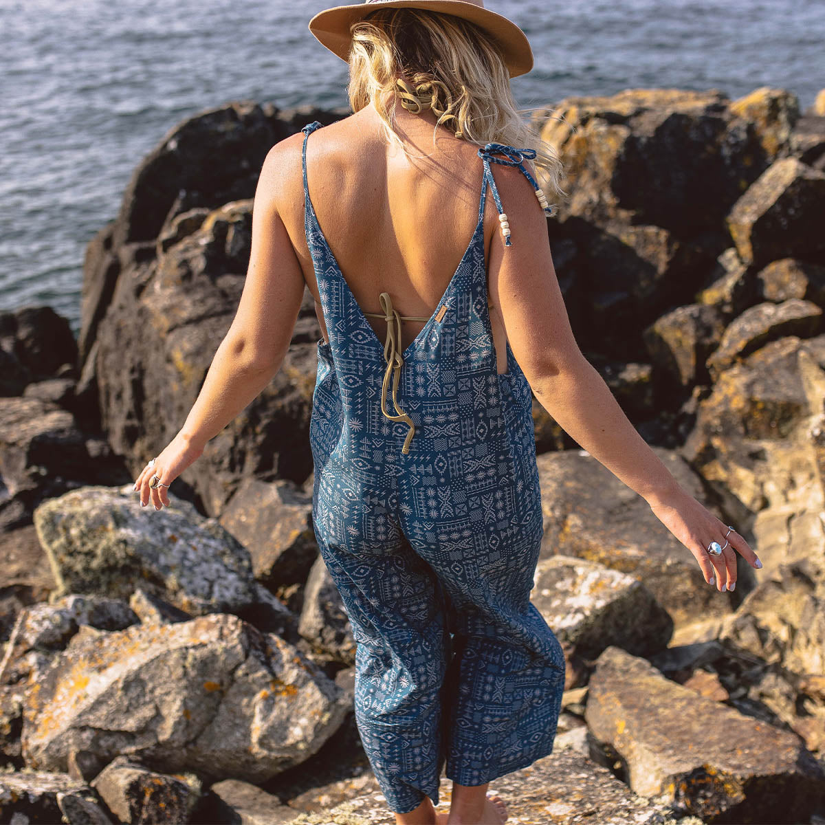 Spirit Jumpsuit - Blue Coral Geo Tile - Lifestyle