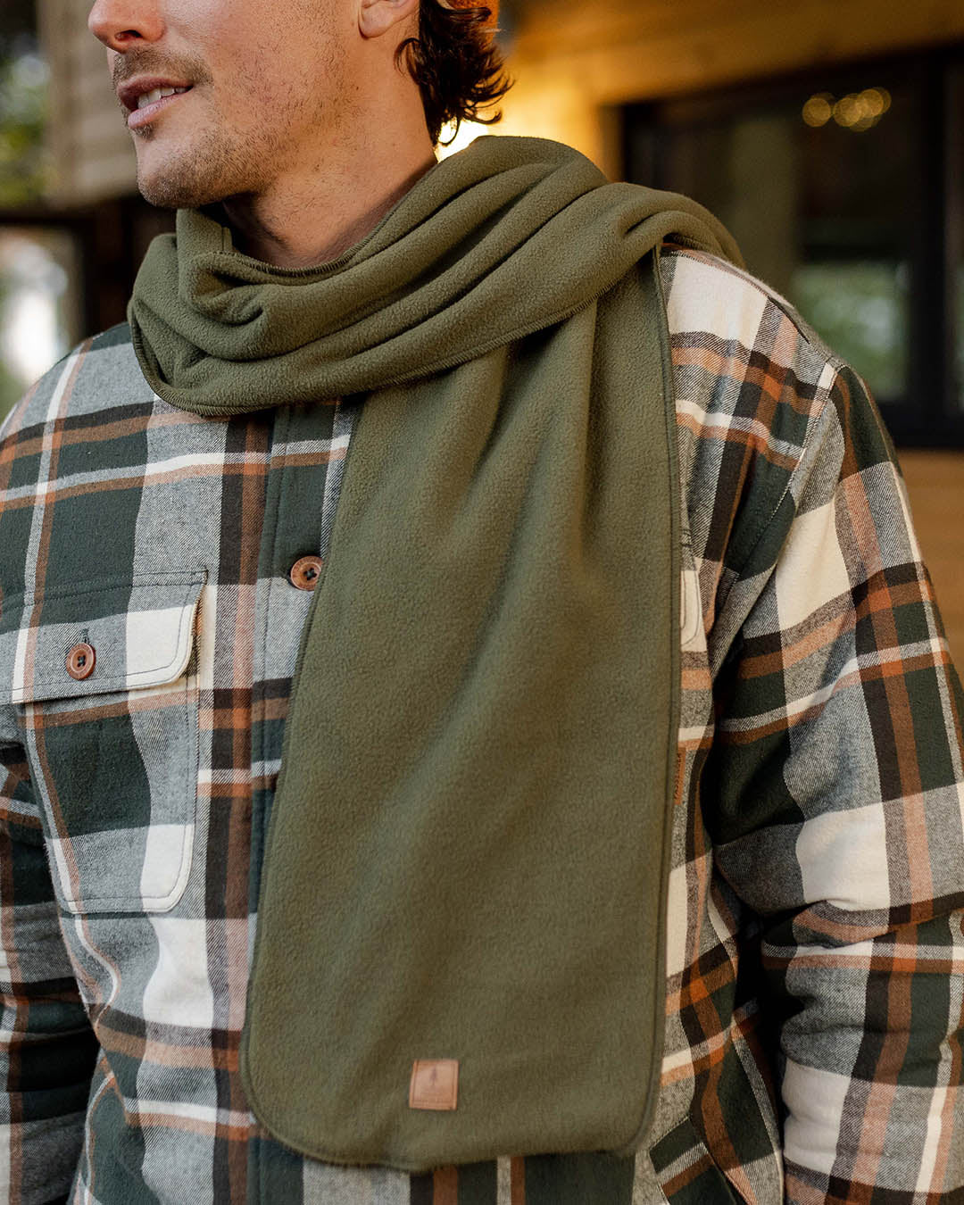 Campfire Polar Fleece Scarf - Khaki - Lifestyle