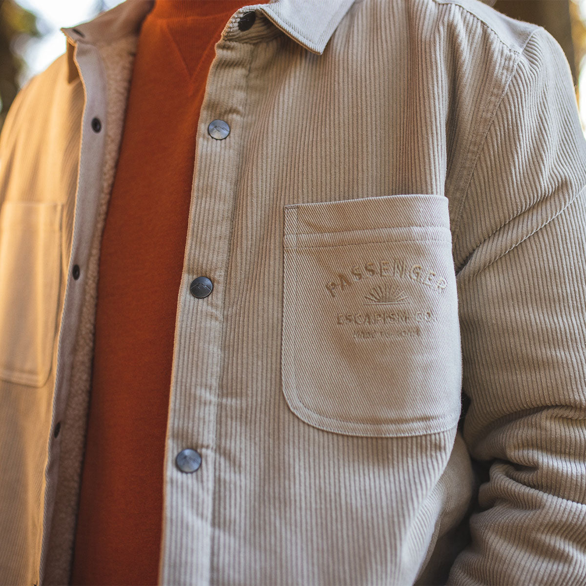 Kodiak Sherpa Lined Cord Overshirt - Feather Grey - Lifestyle