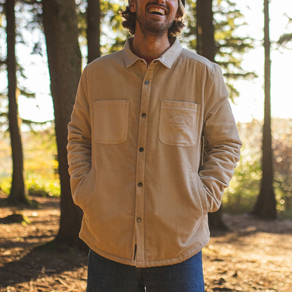 Kodiak Sherpa Lined Cord Overshirt - Feather Grey - Lifestyle