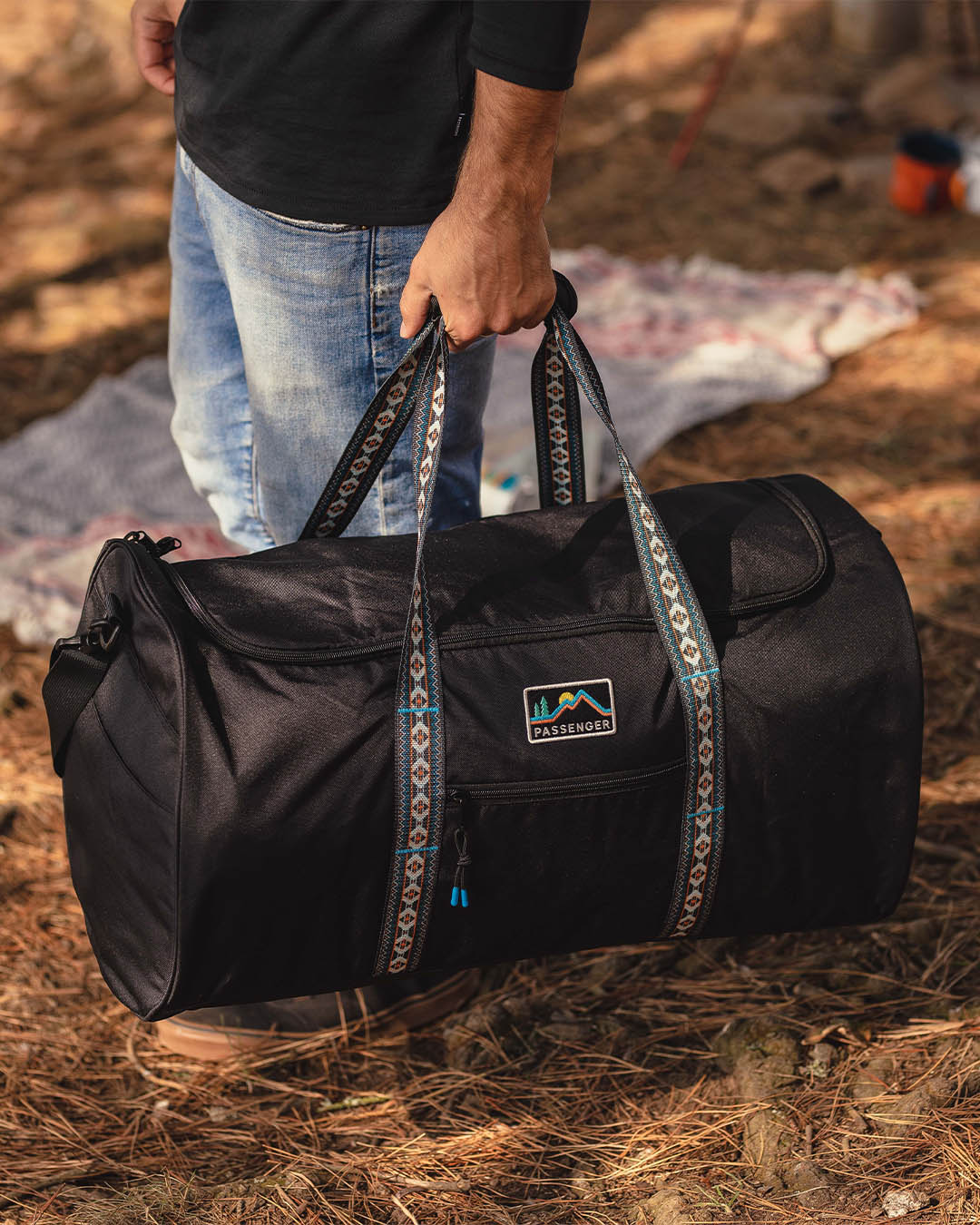 Weekender 58L Polyester Duffle Bag - Black - Lifestyle