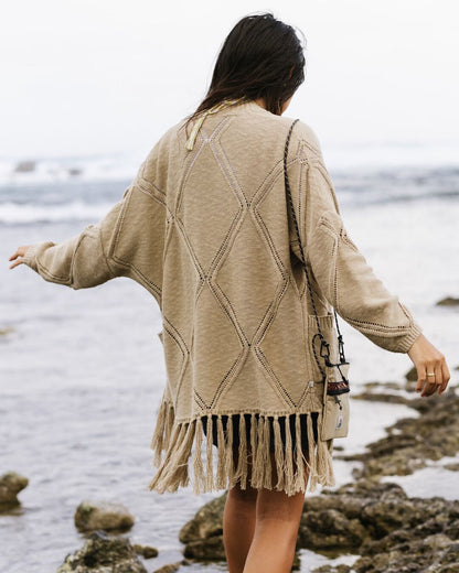Palm Cotton Cardigan - Biscuit - Lifestyle
