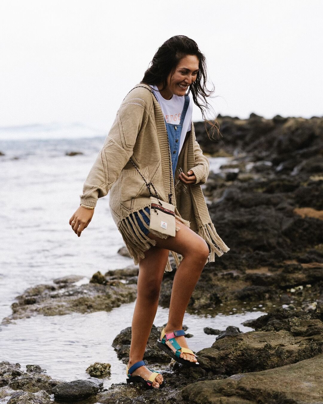 Palm Cotton Cardigan - Biscuit - Lifestyle