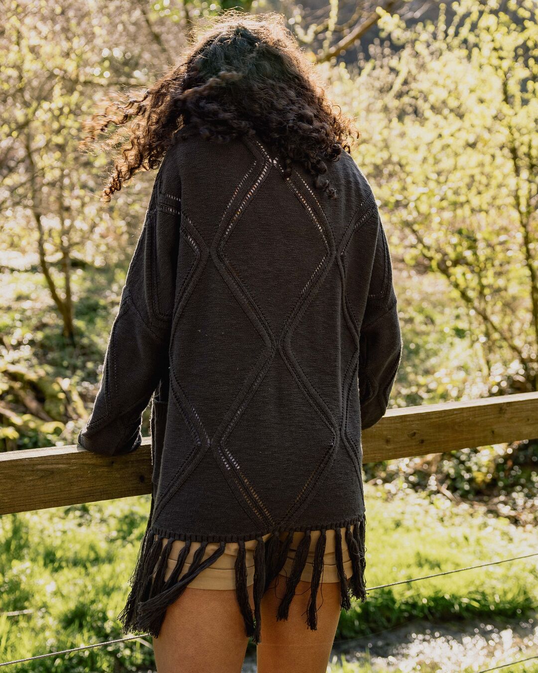 Palm Cotton Cardigan - Black - Lifestyle