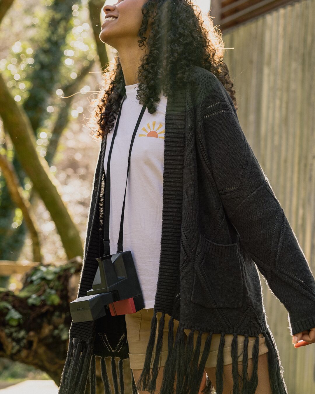 Palm Cotton Cardigan - Black - Lifestyle