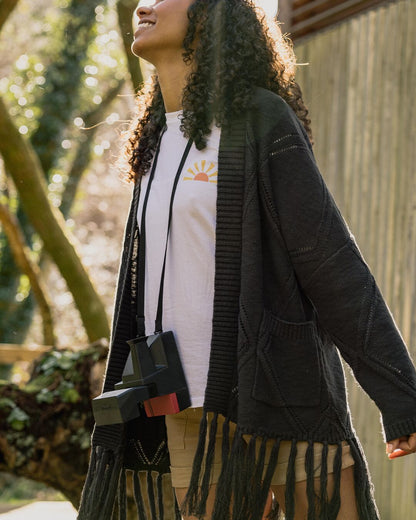 Palm Cotton Cardigan - Black - Lifestyle