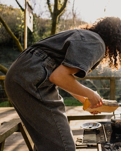Bluebell Cotton Boiler Suit - Washed Black Denim - Lifestyle