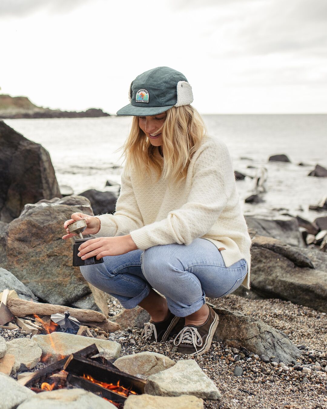 Twill Daytime Sherpa Lined Hat - Deep Ocean - Lifestyle