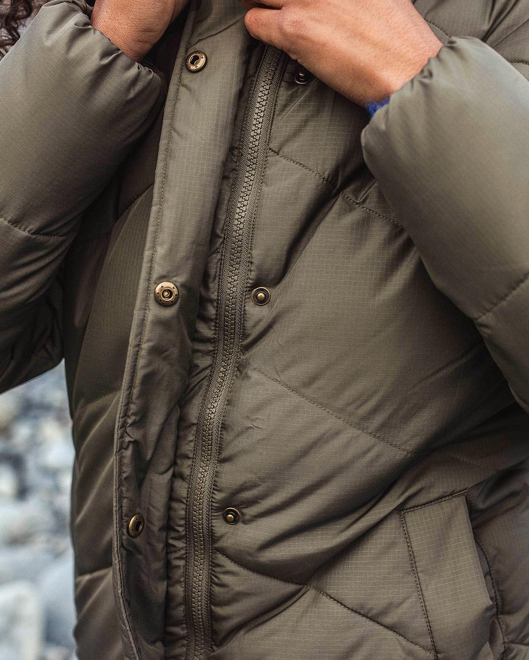 Tasman Long Insulated Jacket - Dusty Olive - Lifestyle