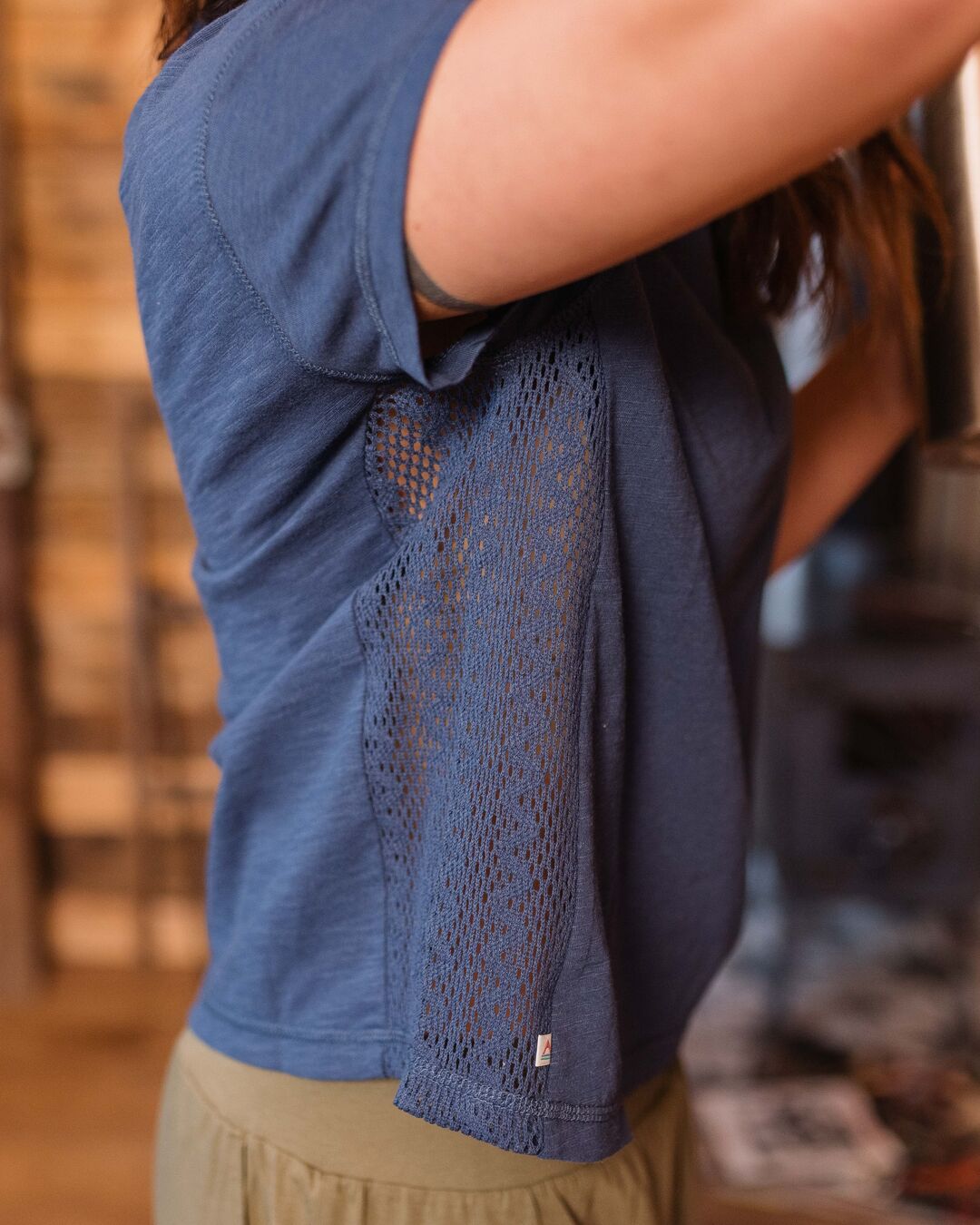 Magnolia Crochet Trim T-Shirt - Dark Denim - Lifestyle