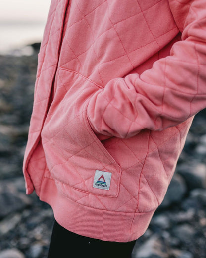Clementine Quilted Popper Up Hoodie - Shell Pink - Lifestyle