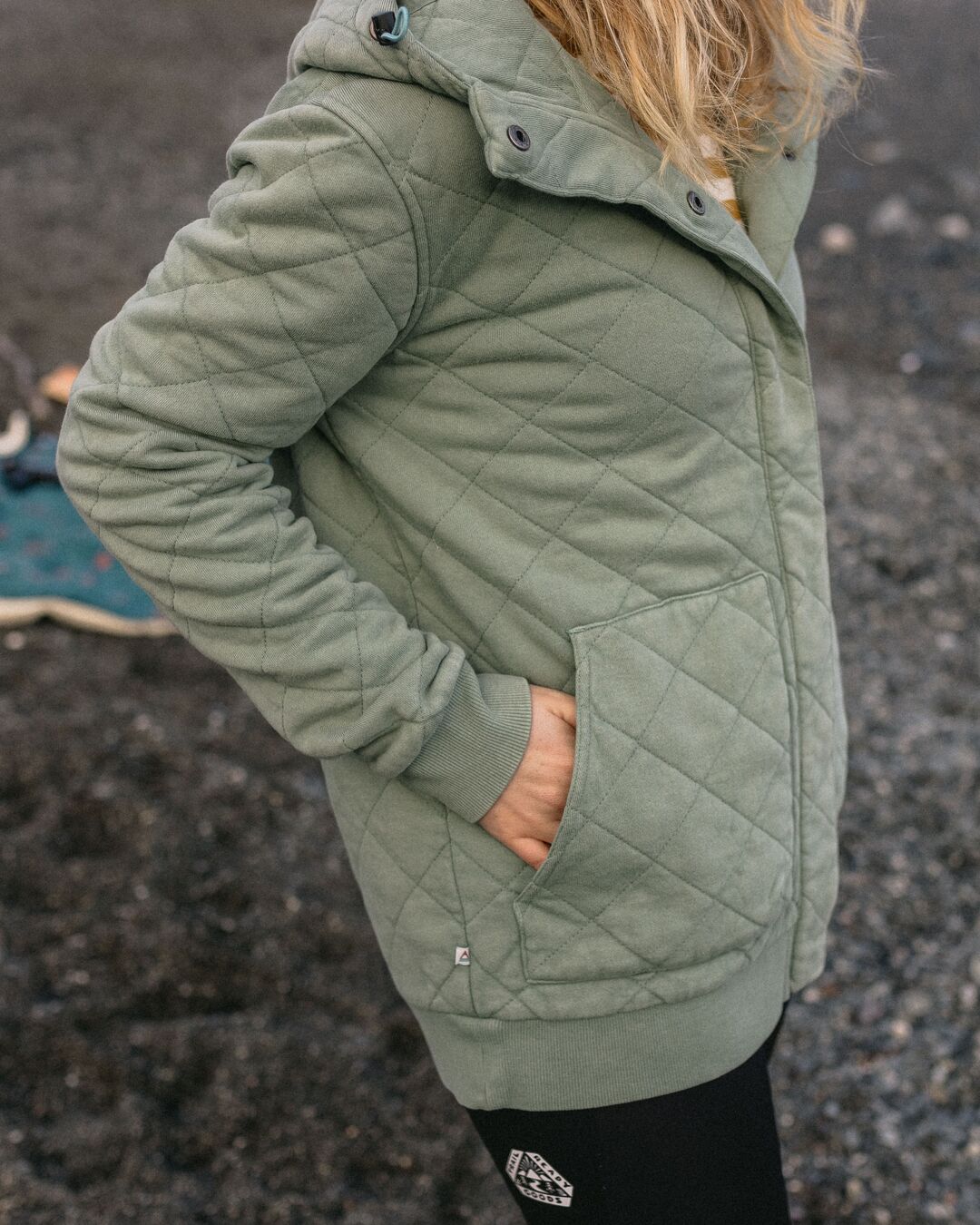 Clementine Quilted Popper Up Hoodie - Pistachio - Lifestyle