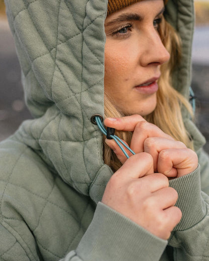 Clementine Quilted Popper Up Hoodie - Pistachio - Lifestyle